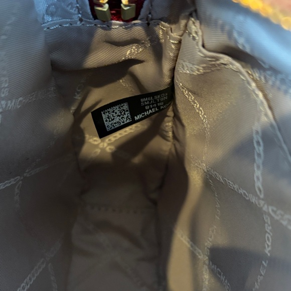 Michael Kors Glossy Red Card Holder & Purse is Metallic Deep Maroon - Picture 10 of 10